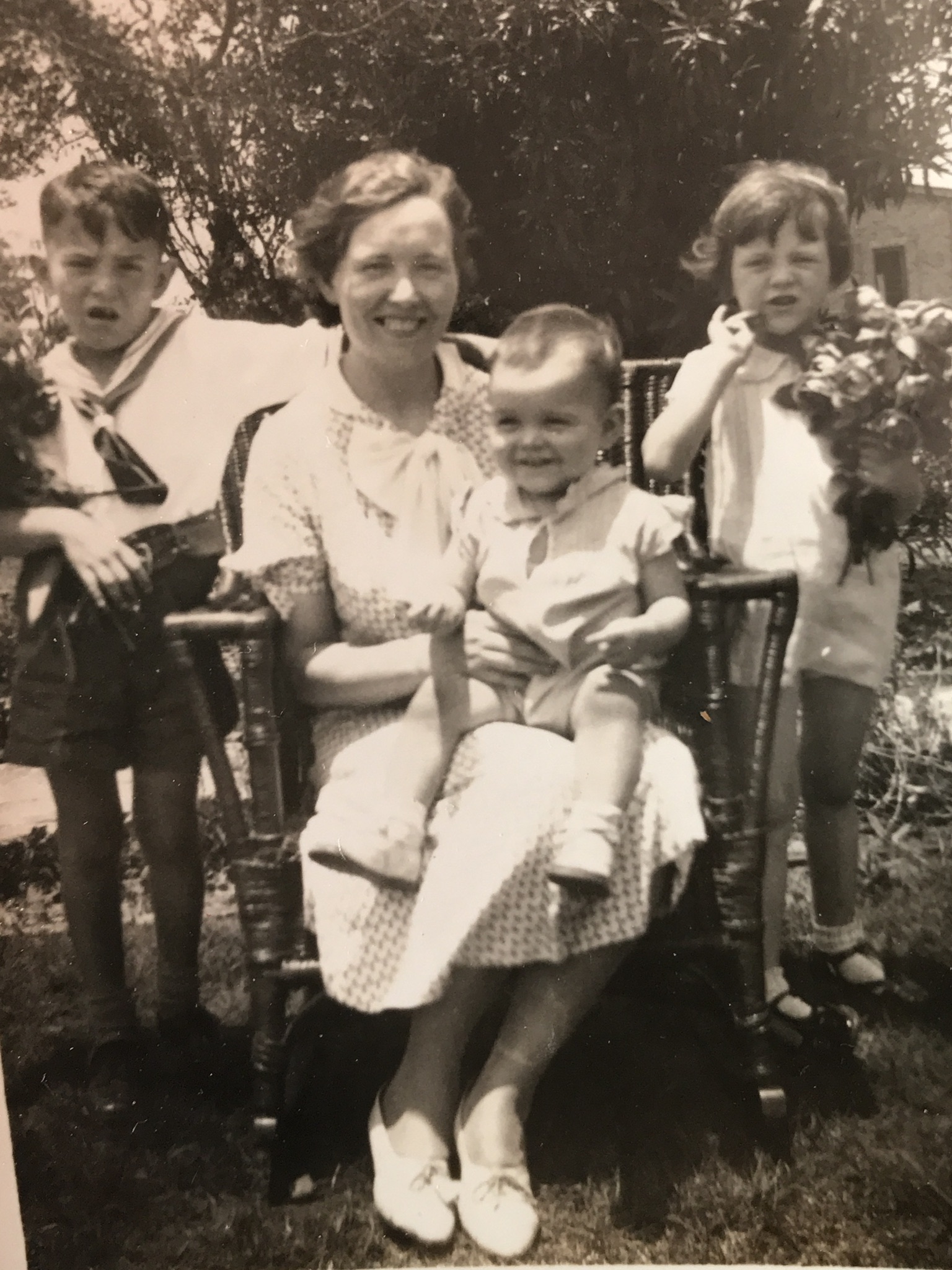 Grandma Peggy with Bobby, Johnny and Nancy Knight