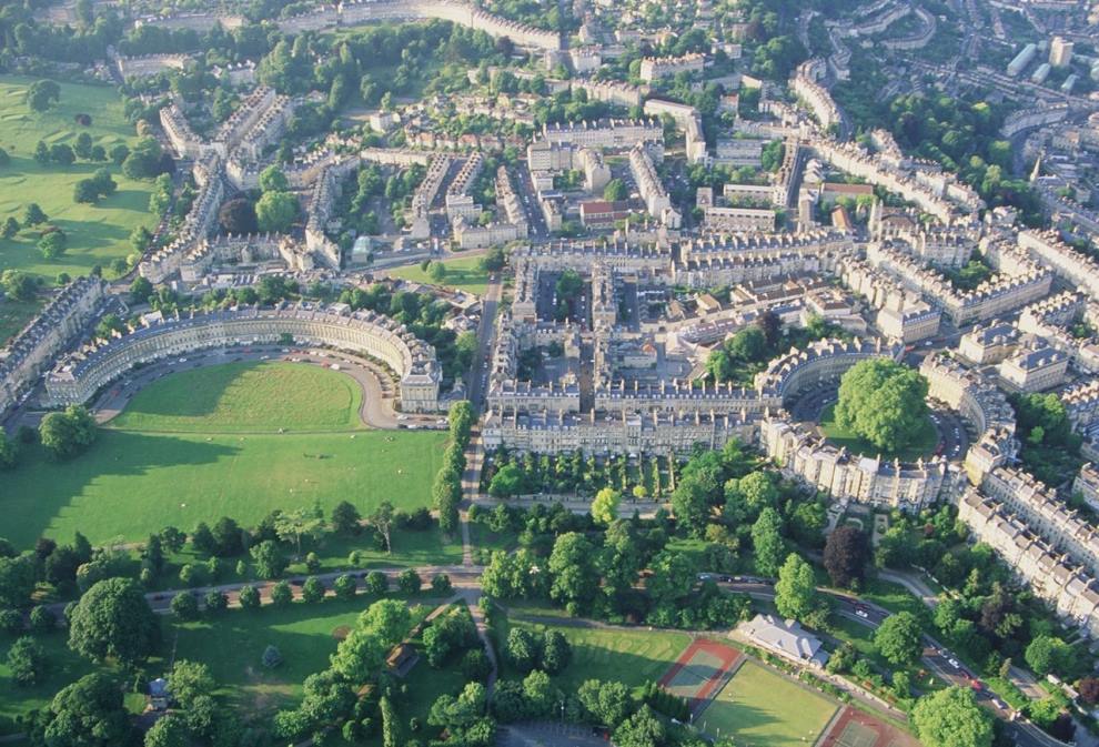 The Circus in Bath aerial view